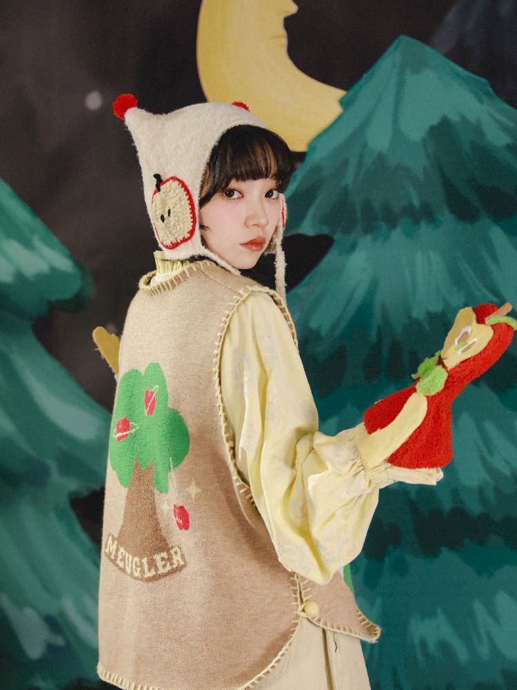 Apple Earth Toast Khaki Knit Vest【s0000005688】