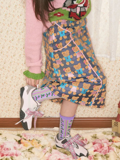 Bear Contrast-Color Skirt【s0000014145】