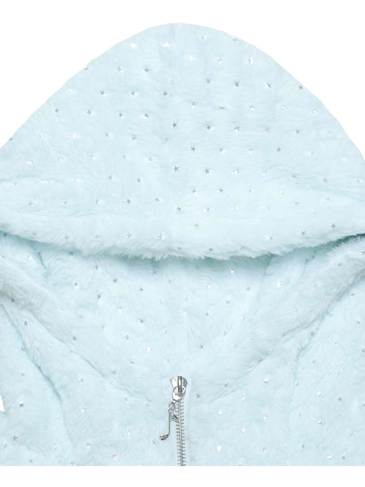 Mint Green Cotton Star Plush Hooded Jacket【s0000014693】