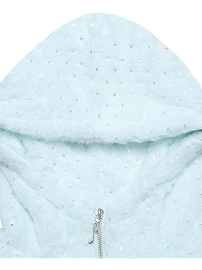 Mint Green Cotton Star Plush Hooded Jacket【s0000014693】