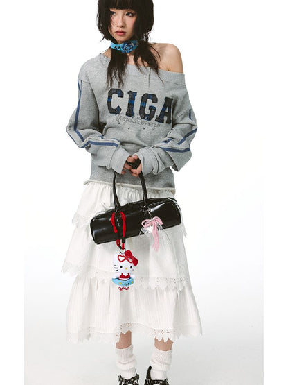 하나의 어깨 슬래시 다중 스웨트 셔츠 [S0000011427]