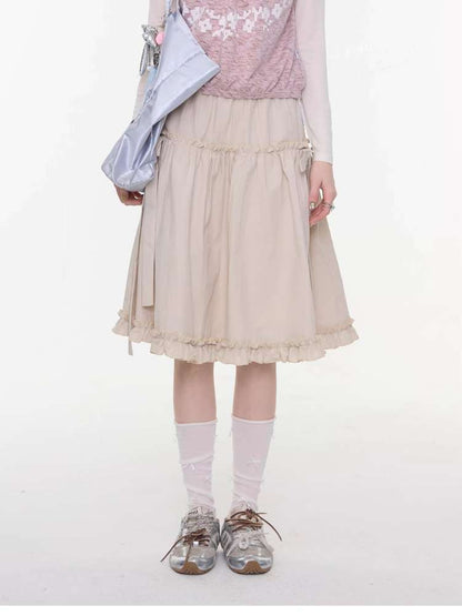 Retro Khaki A-Line Slimming Skirt【s0000015425】