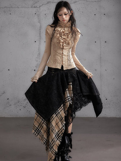 Ruffle Lace Long Sleeve Top【s0000019154】