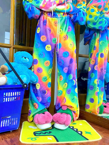 Y2K Niche Color Smiley Face Fleece Slacks【s0000014635】