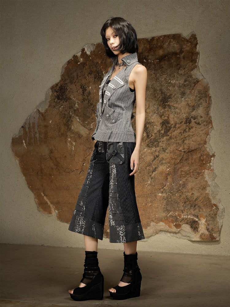 Dark Punk Cropped Bootcut Pants【s0000016887】