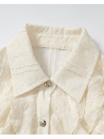 Openwork Lace Irregular Shirt Dress【s0000015941】