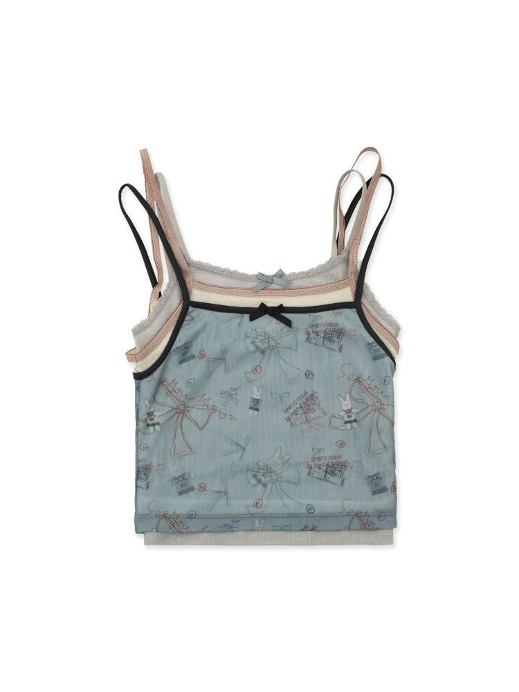 Three pieces of material splicing camisole【s0000012511】