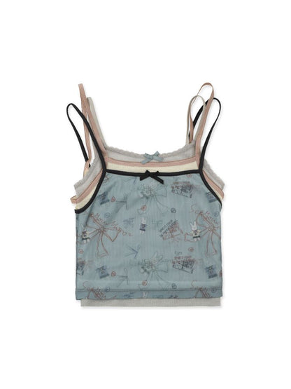 Three pieces of material splicing camisole【s0000012511】
