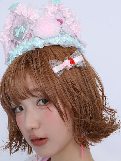 Traditional Rose Bow Hair Clip Tie【s0000017465】