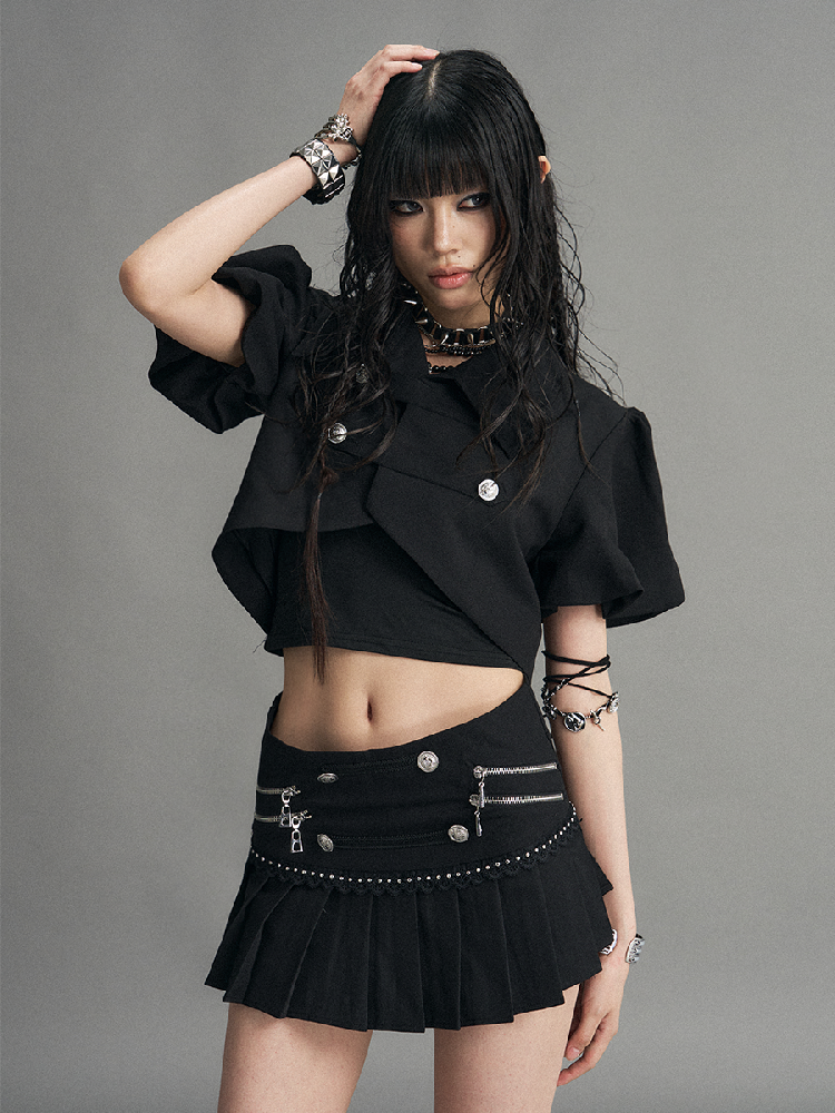 Palace Punk Metal Zipper A-line Skirt【s0000017523】