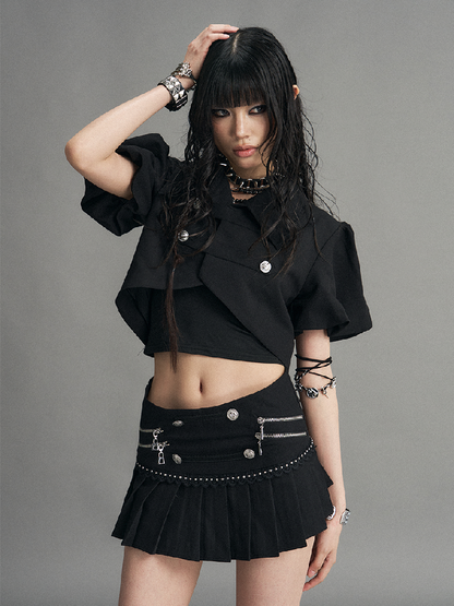 Palace Punk Metal Zipper A-line Skirt【s0000017523】