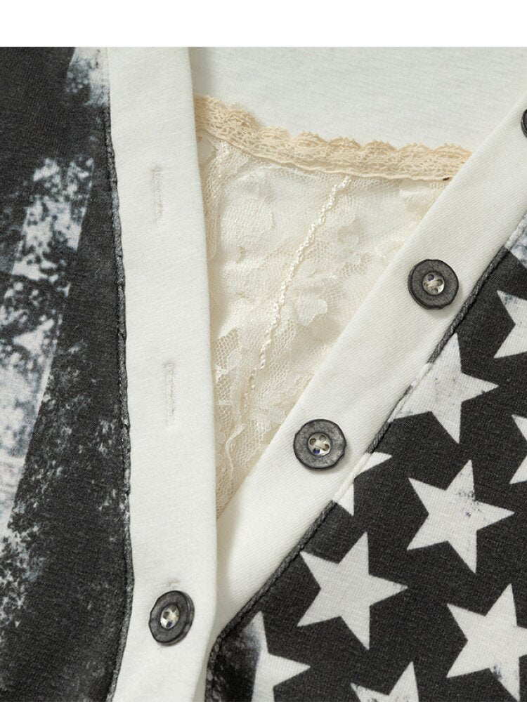 Lace Stitched Hooded T-Shirt【s0000015545】