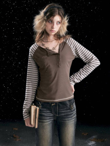 Striped Raglan Sleeve T-Shirt【s0000014430】