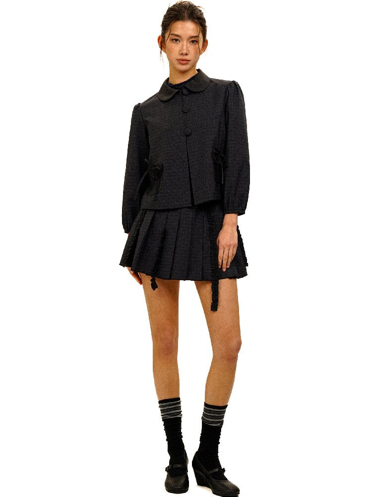 Wool Plaid Jacket Pleated Skirt【s0000017931】