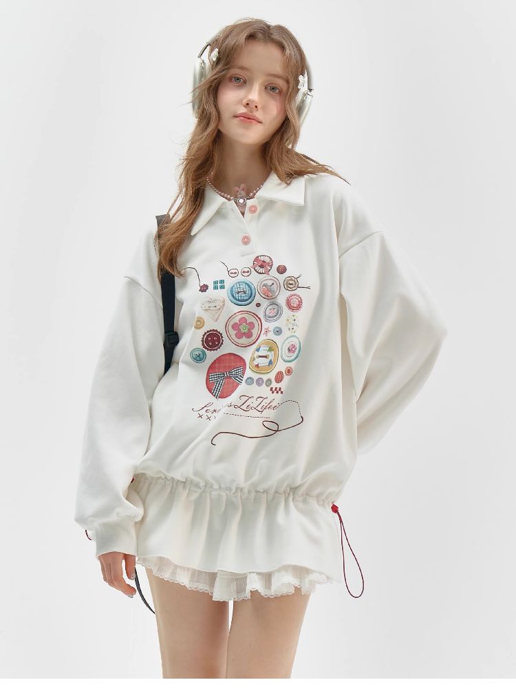 Polo Neck Waisted Sweatshirt Dress【s0000011516】