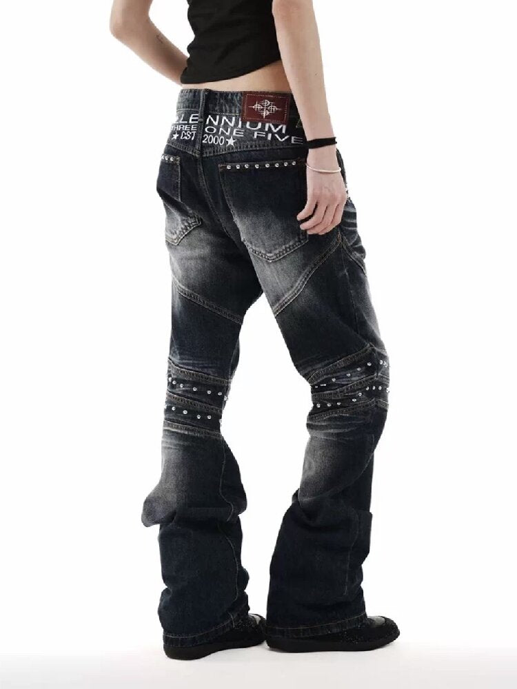 Ice Blue Embroidered Bootcut Jeans【s0000018245】
