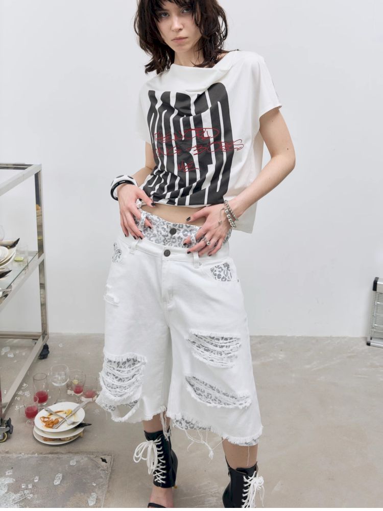 Printed and embroidered Irregular T-shirt【s0000012414】