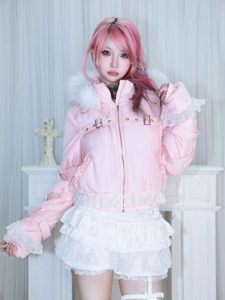 Detachable Hat Black Pink Two Tone Suit【s0000014679】