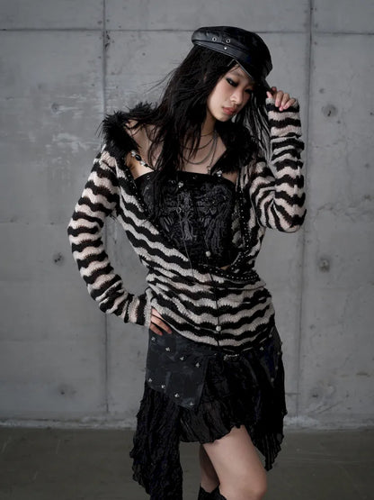 Two-Piece Set Striped Knit Top【s0000013953】