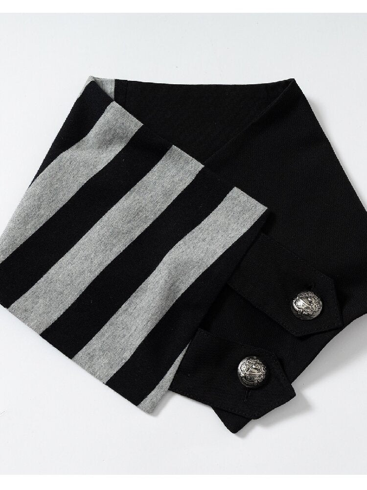 Asymmetrical Striped Webbing T-shirt【s0000015938】