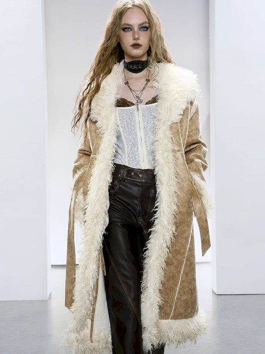 Long suede coat [s0000005150]