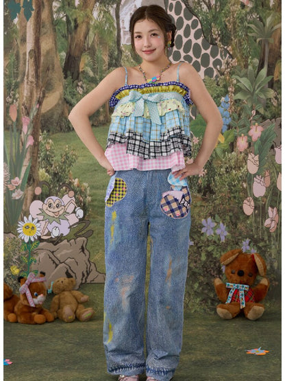 Plaid Bow Camisole Tank Skirt【s0000017118】