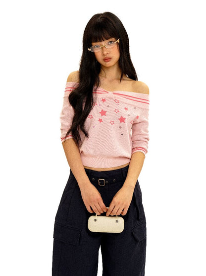 Star Diamond One Shoulder Knit【s0000016116】