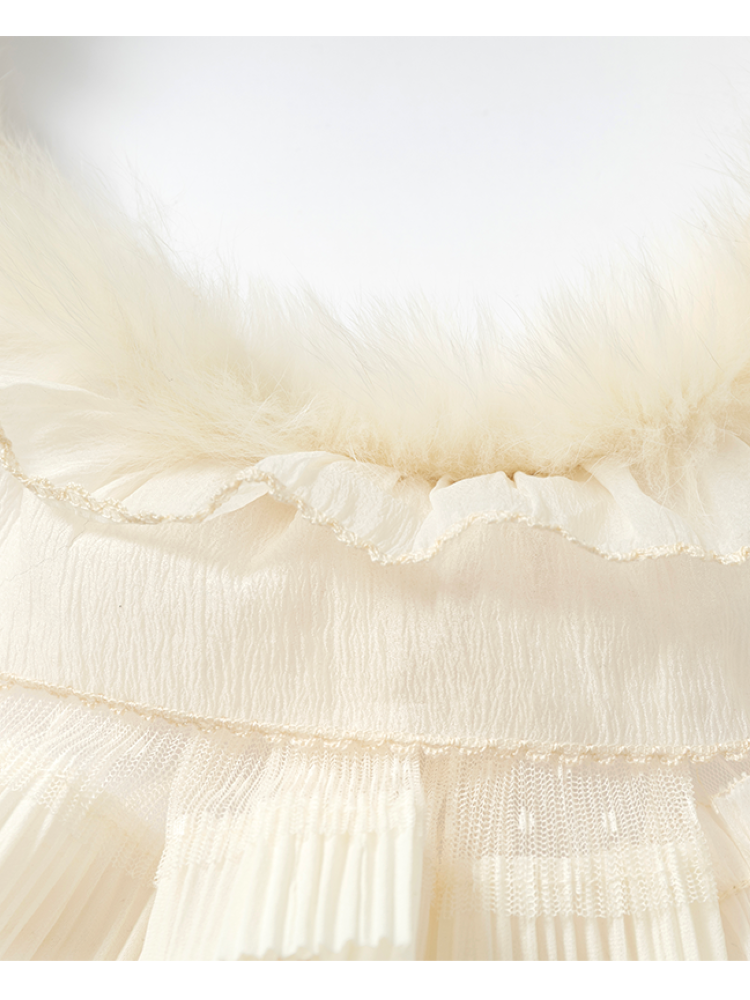 Court Lace Layering Furry Scarf【s0000014932】