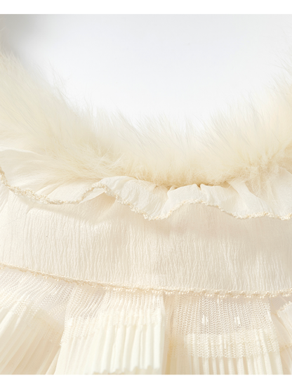 Court Lace Layering Furry Scarf【s0000014932】