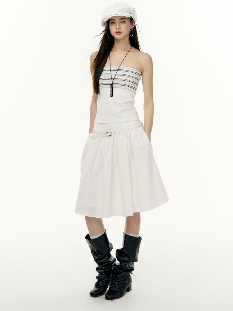 Striped bustier short skirt suit【s0000013740】