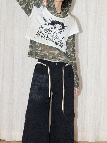 Letters do old loose work pants【s0000012430】