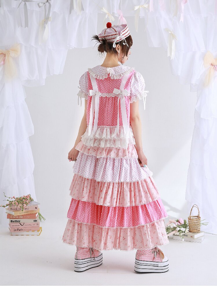 Pink Polka Dot Cake Skirt Pants【s0000016553】