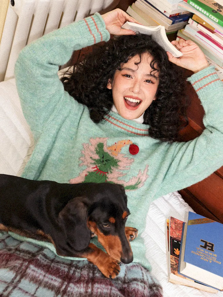 Slouchy Wool Mohair Knit Pullover Sweater【s0000013995】