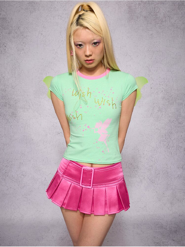Satin Solid Pleated Mini Skirt【s0000018738】