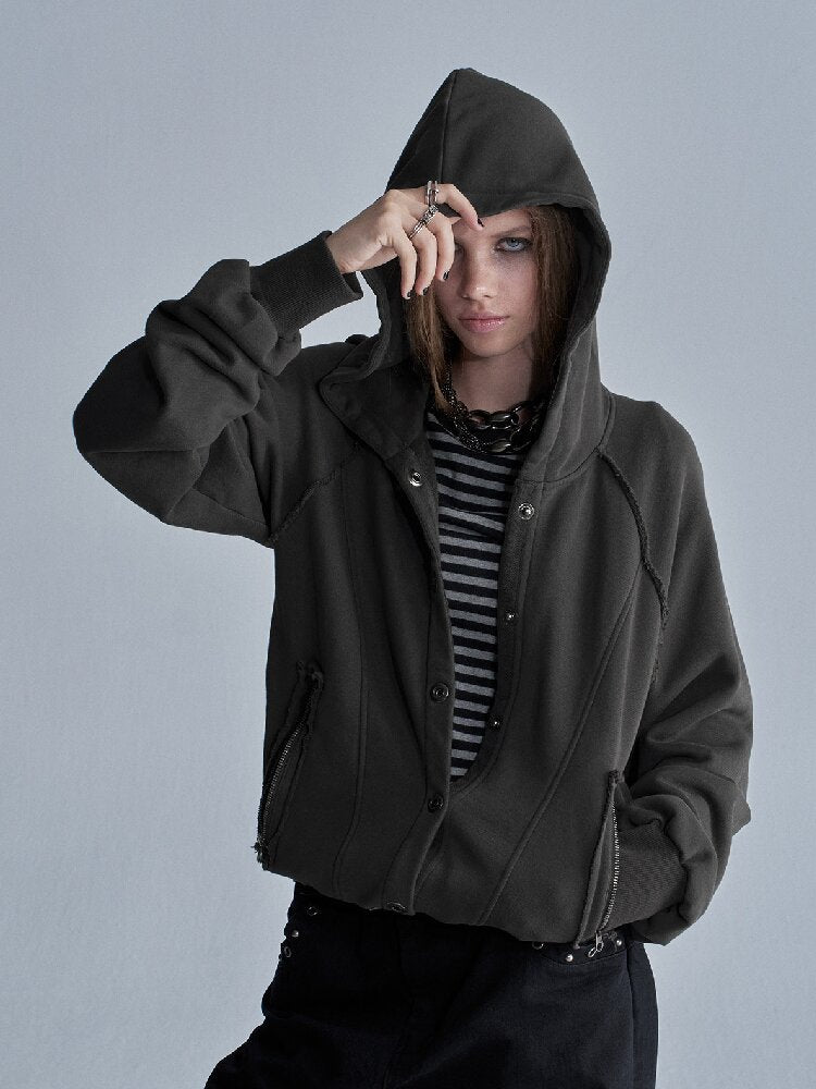 Terry Hooded Split Loose Sweatshirt【s0000018468】