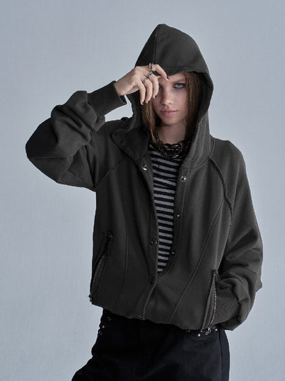 Terry Hooded Split Loose Sweatshirt【s0000018468】