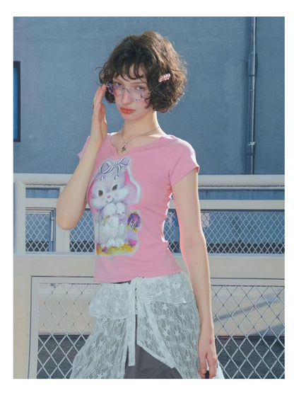 Small u neck short sleeve t-shirt【s0000013379】