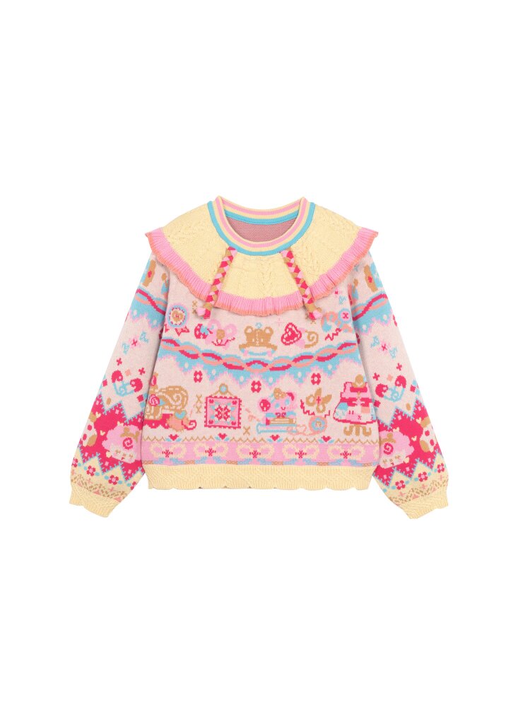 Gouache Contrast Knit Pullover【s0000015592】