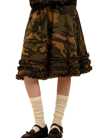 Camo Multi Layer Lace A Line Skirt【s0000017913】