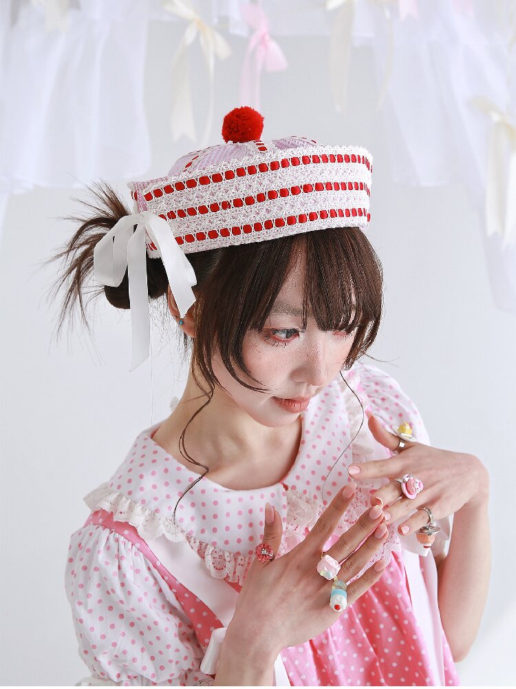 Pink Striped Navy Lolita Hat【s0000016557】