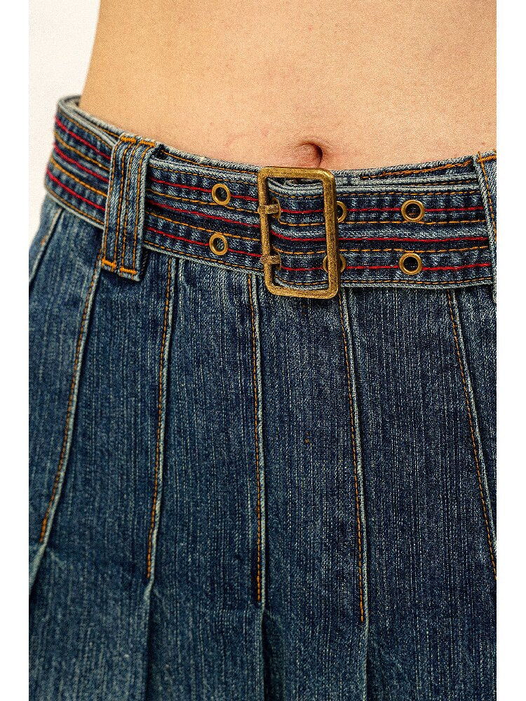 Vintage Contrast Waistband Skirt【s0000016140】