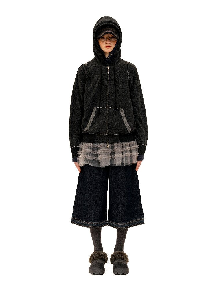 Waist Raw Lace Loose Jeans【s0000016071】