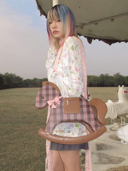 Horse Chinese Blessing Print Top【s0000015379】