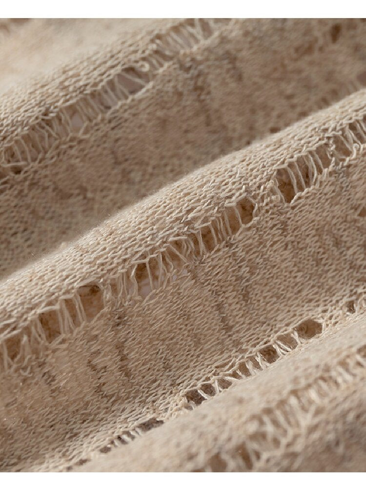 Ripped Knit Hooded Short Smock T Shirt【s0000016993】