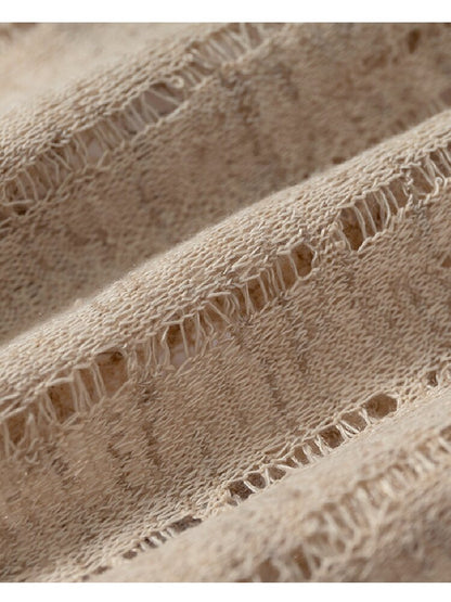 Ripped Knit Hooded Short Smock T Shirt【s0000016993】