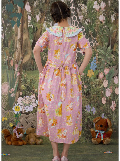 Floral Print Square Neck Cotton Dress【s0000017116】