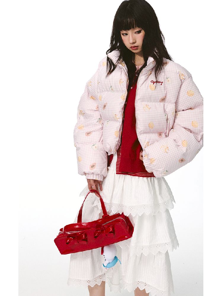 레트로 프린트 코튼 짧은 코트 [S0000011428]