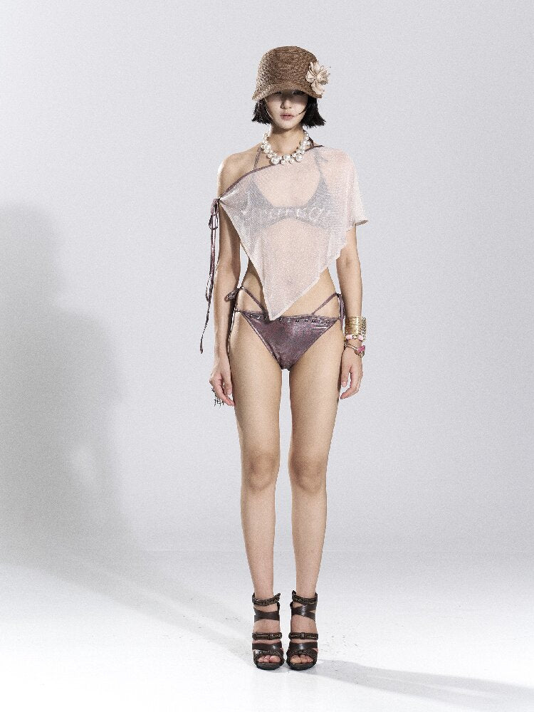 Foil Print Bikini Mesh Set【s0000018480】