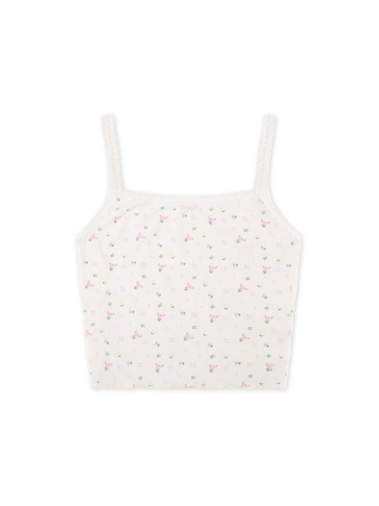 Pearl Bow Lace Floral Camisole [S0000008671]