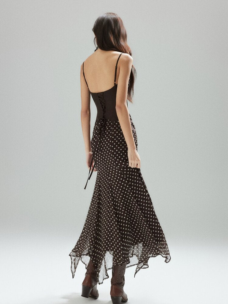 Coffee Polka Dot Tunic Sundress【s0000015595】